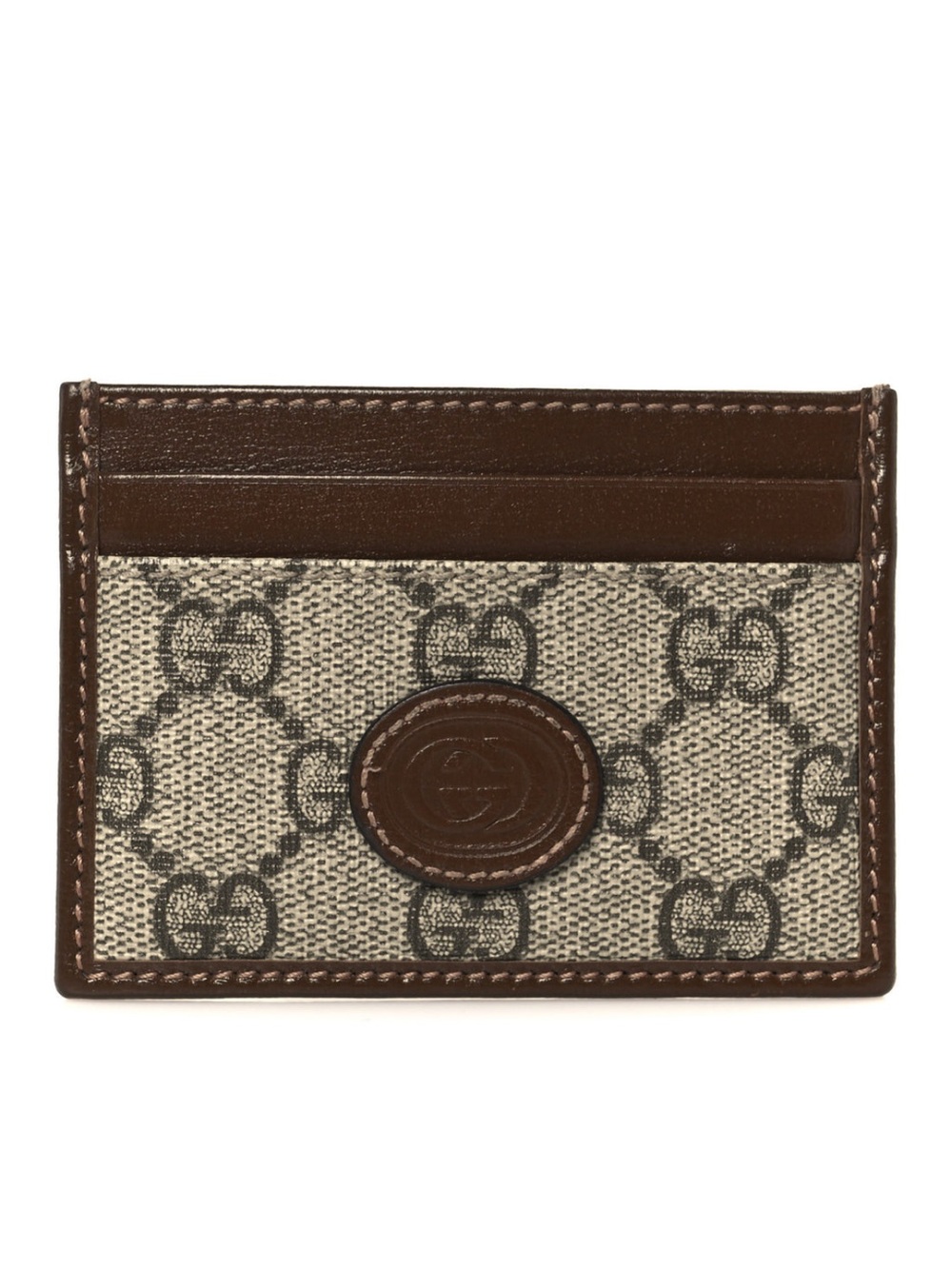 Gucci 678002 GG Supreme Business Card Holder Brown and Gray Monogram